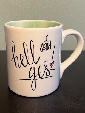 I SAID HELL YES! Marriage Engagement ~ Bridal Shower Mug ~ Brushstrokes Pottery